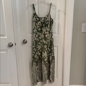 sofia by sofia vergara Olive Green Floral Maxi Dress with Tie Front